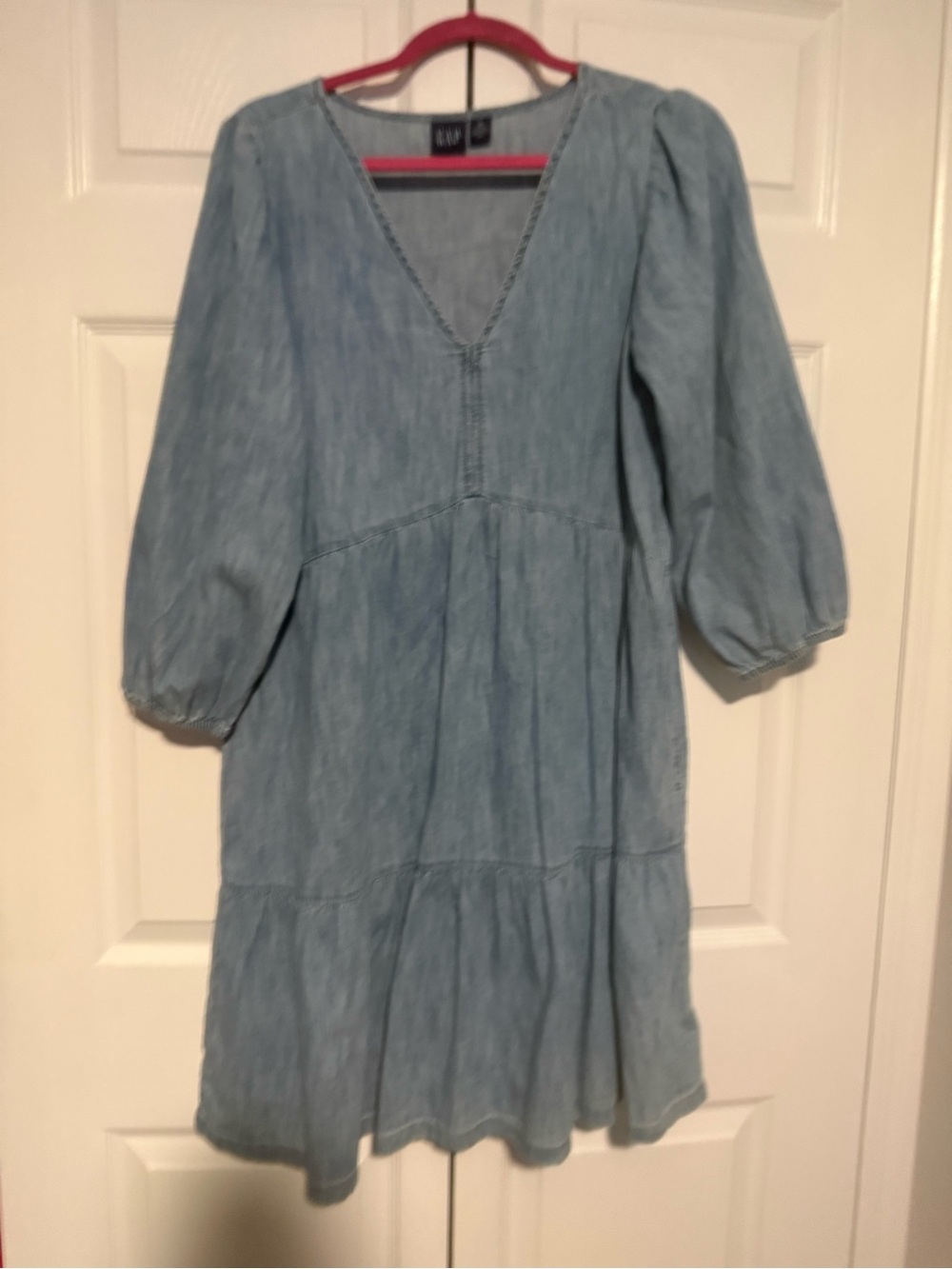 GAP Light Denim Blue V-Neck Midi Dress